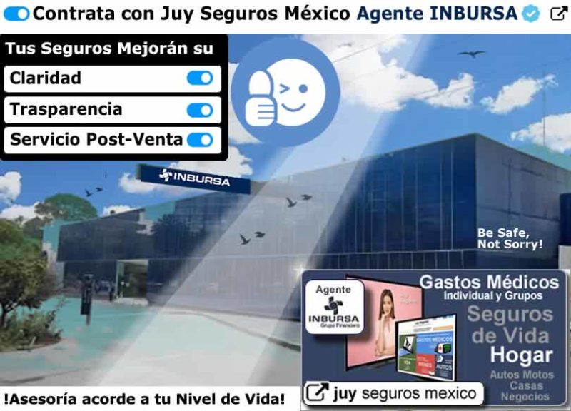 INBURSA Agente JUY SEGUROS MEXICO de Auto Vida Gastos Medicos Hogar Casa SeguBeca Retiro